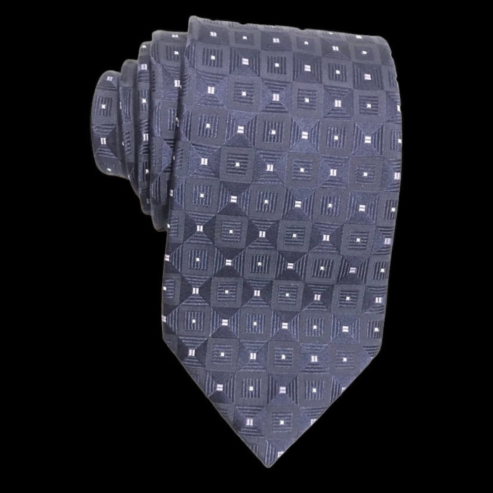 MICHAEL KORS PURPLE Blue GEOMETRIC TIE Silk Textured Embossed